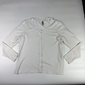 White Stag Cardigan Sweater Womens 2XL White Stretch Raglan Sleeve Button Front